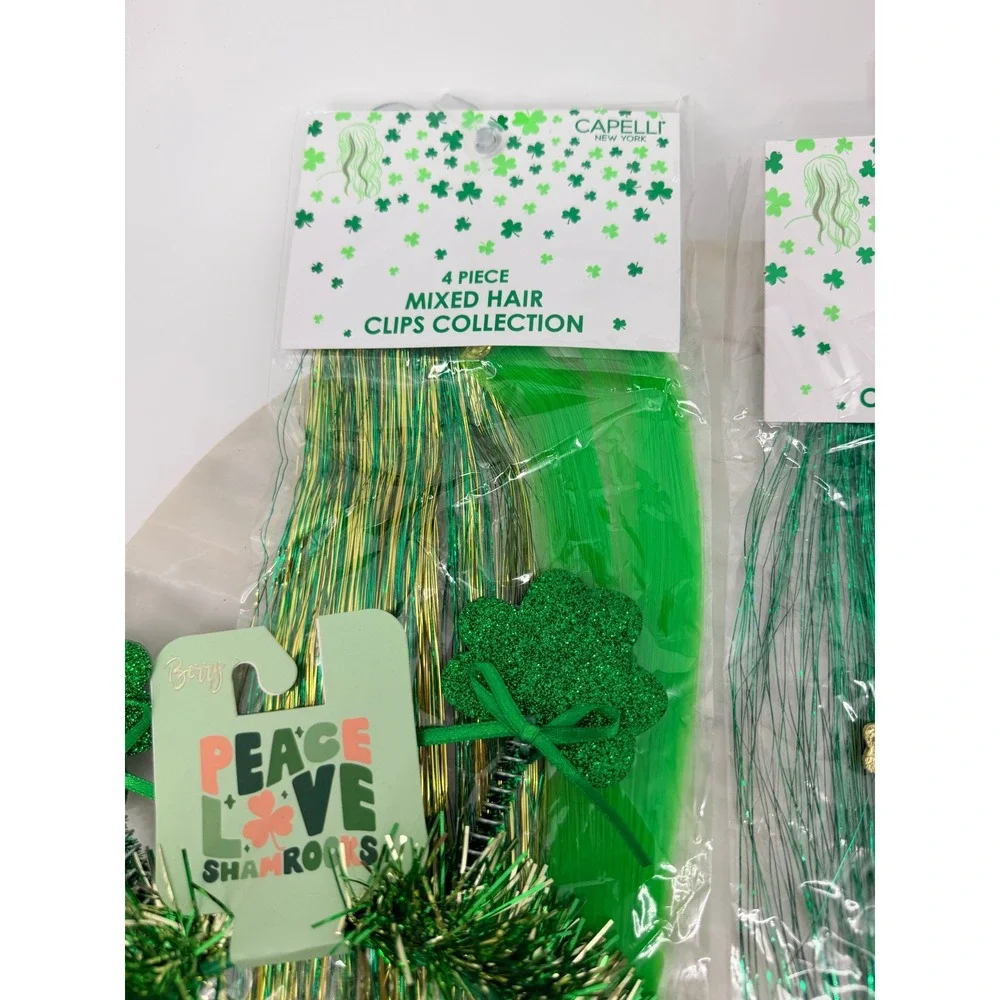 St Patricks Day Headband & Hair Extension Bundle Capelli New York Shamrock Lucky